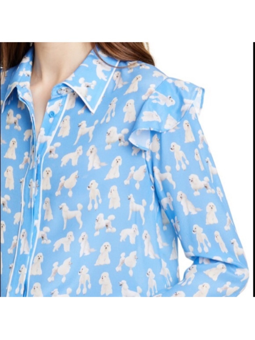 Alice + Olivia "Zimmer" Poodles ruffle blouse S - Picture 2 of 16